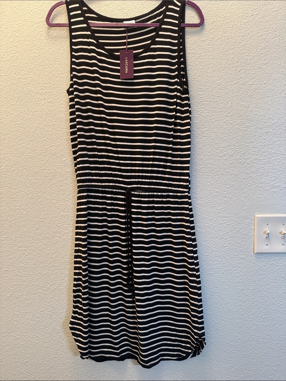 Lacuna Black and White Striped Midi Dress
